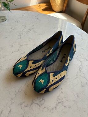 Knit Patterned Blue & Teal Women's Ballet Flats Rothy’s